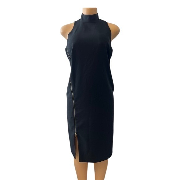 Lauren Ralph Lauren Sheath Dress Gold Zipper Detail Sleeveless Size 8‎ - Picture 1 of 8